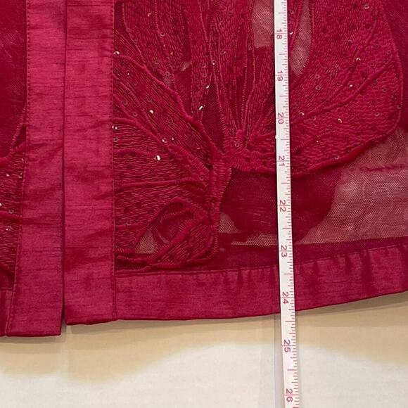 Chico's Travelers Red 3/4 Sleeve Embellished Sequined Sheer Evening Jacket, M - Picture 13 of 13